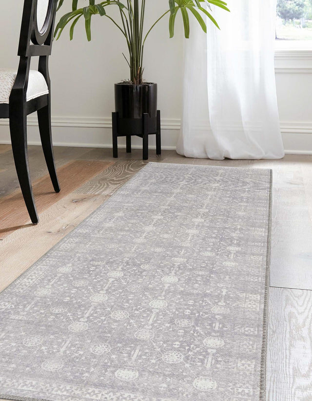 Washable Gray 2' 6 x 12' Timeless Runner Area Rug Easy to Clean Stain Resistant & Durable Traditional Classic Vintage Design Carpet for Sale at Rug Engine