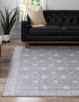 Washable Gray 7' 6 x 7' 6 Timeless Square Area Rug Easy to Clean Stain Resistant & Durable