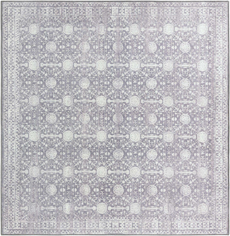 Washable Gray 7' 6 x 7' 6 Timeless Square Area Rug Easy to Clean Stain Resistant & Durable