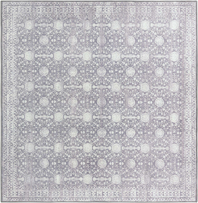 Washable Gray 7' 6 x 7' 6 Timeless Square Area Rug Easy to Clean Stain Resistant & Durable