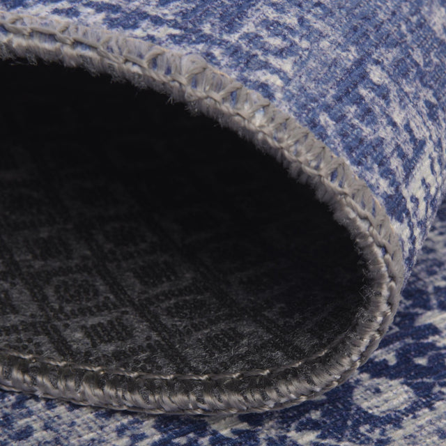 Washable Navy Blue 3' 6 x 3' 6 Timeless Round Area Rug Easy to Clean Stain Resistant & Durable Traditional Classic Vintage Design Carpet for Sale at Rug Engine