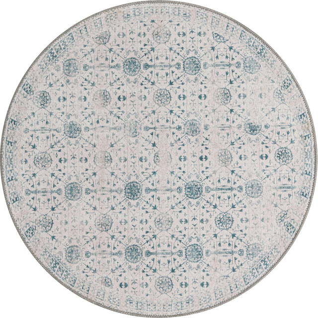 Washable Ivory 3' 6 x 3' 6 Timeless Round Area Rug Easy to Clean Stain Resistant & Durable Traditional Classic Vintage Design Carpet for Sale at Rug Engine