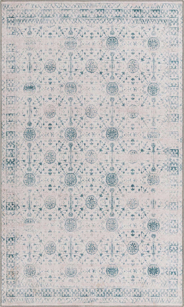 Washable Ivory 5' x 8' Timeless Rectangle Area Rug Easy to Clean Stain Resistant & Durable Traditional Classic Vintage Design Carpet for Sale at Rug Engine