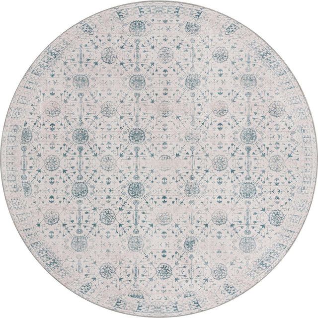 Washable Ivory 7' 6 x 7' 6 Timeless Round Area Rug Easy to Clean Stain Resistant & Durable Traditional Classic Vintage Design Carpet for Sale at Rug Engine