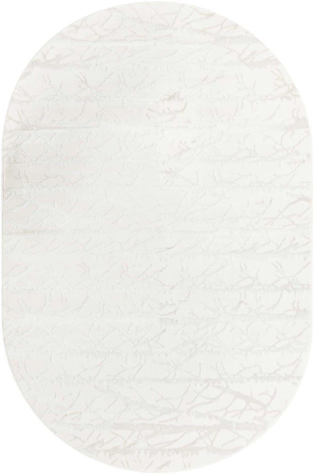 Ivory 5' 3 x 8' Finsbury Oval Area Rug 60% Polypropylene & 40% Polyester Contemporary Carpet for Living Rooms, Dining, Offices for Sale at Rug Engine