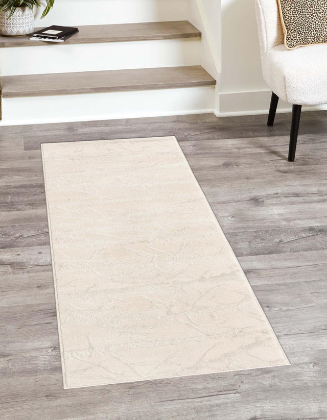Ivory 2' x 6' 1 Finsbury Runner Area Rug 60% Polypropylene & 40% Polyester Contemporary Carpet for Living Rooms, Dining, Offices for Sale at Rug Engine