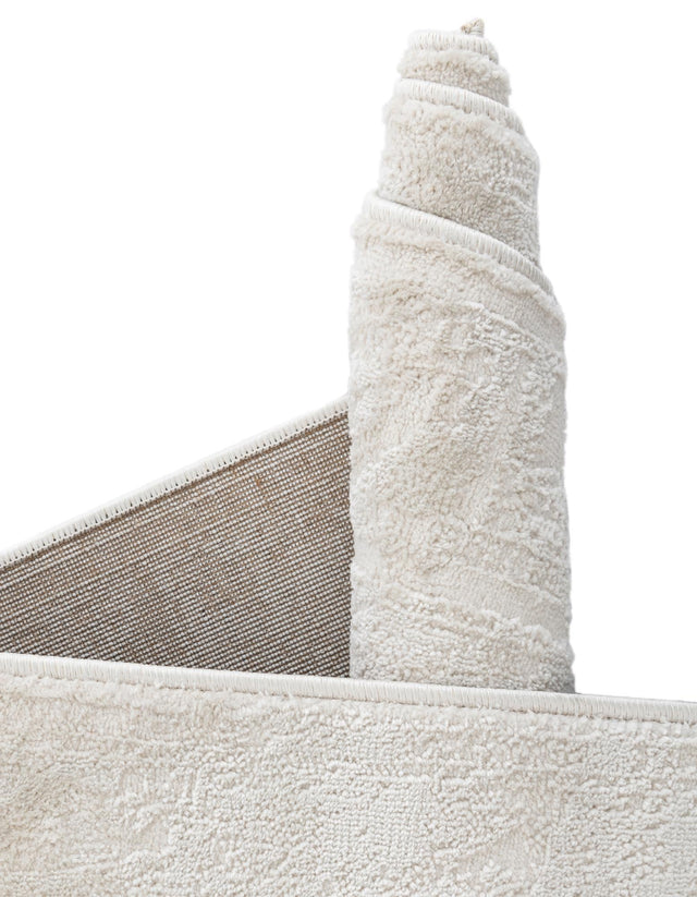 Ivory 7' 10 x 10' Finsbury Oval Area Rug 60% Polypropylene & 40% Polyester Contemporary Carpet for Living Rooms, Dining, Offices for Sale at Rug Engine