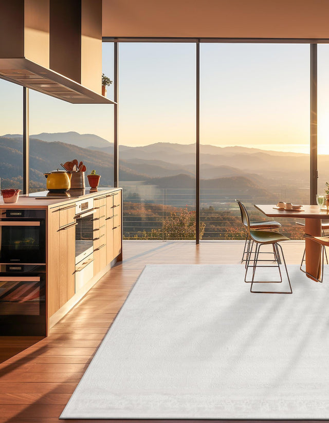 Ivory 7' 10 x 7' 10 Finsbury Square Area Rug 60% Polypropylene & 40% Polyester Contemporary Carpet for Living Rooms, Dining, Offices for Sale at Rug Engine