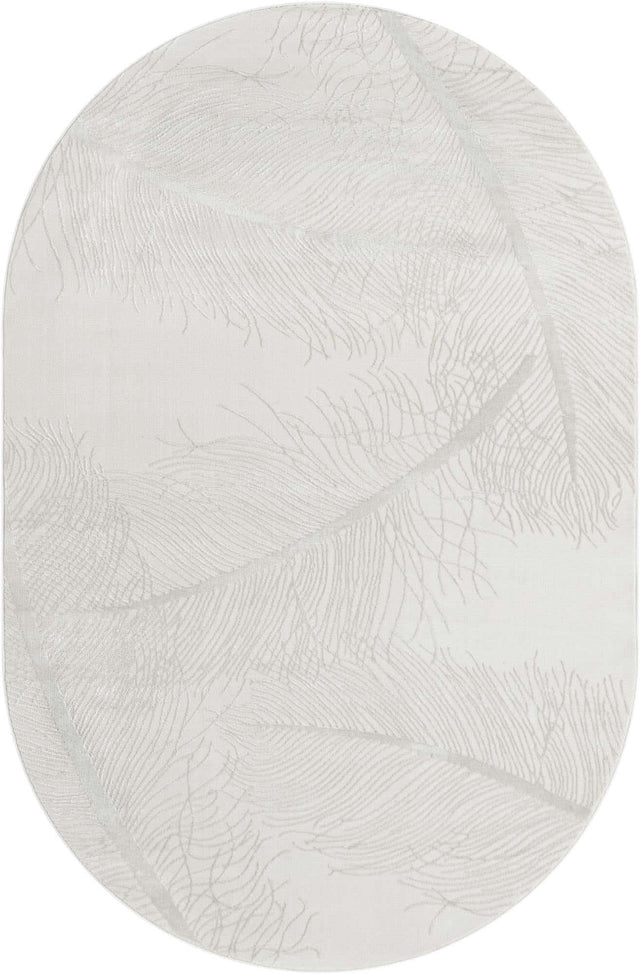 Ivory 5' 3 x 8' Finsbury Oval Area Rug 60% Polypropylene & 40% Polyester Contemporary Carpet for Living Rooms, Dining, Offices for Sale at Rug Engine