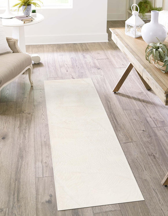 Ivory 2' x 6' 1 Finsbury Runner Area Rug 60% Polypropylene & 40% Polyester Contemporary Carpet for Living Rooms, Dining, Offices for Sale at Rug Engine