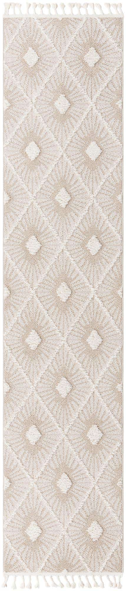 Ivory 2' 7 x 12' Boho Runner Area Rug 100% Polyester With Cotton Backing Geometric Modern Boho Bohemian Decor Carpet for Living Rooms Office Dining Kitchen Unique Interior Design for Sale at Rug Engine