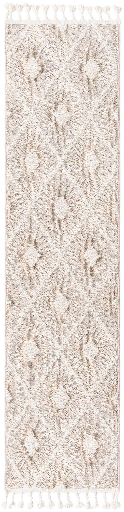 Ivory 2' x 8' Boho Runner Area Rug 100% Polyester With Cotton Backing Geometric Modern Boho Bohemian Decor Carpet for Living Rooms Office Dining Kitchen Unique Interior Design for Sale at Rug Engine