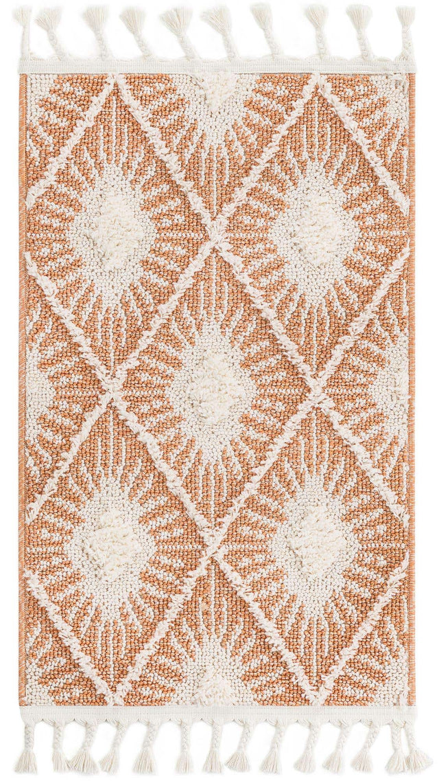 Rust Red 2' x 3' 1 Boho Rectangle Area Rug 100% Polyester With Cotton Backing Geometric Modern Boho Bohemian Decor Carpet for Living Rooms Office Dining Kitchen Unique Interior Design for Sale at Rug Engine