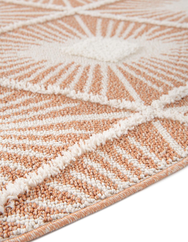 Rust Red 6' 1 x 6' 1 Boho Round Area Rug 100% Polyester With Cotton Backing Geometric Modern Boho Bohemian Decor Carpet for Living Rooms Office Dining Kitchen Unique Interior Design for Sale at Rug Engine