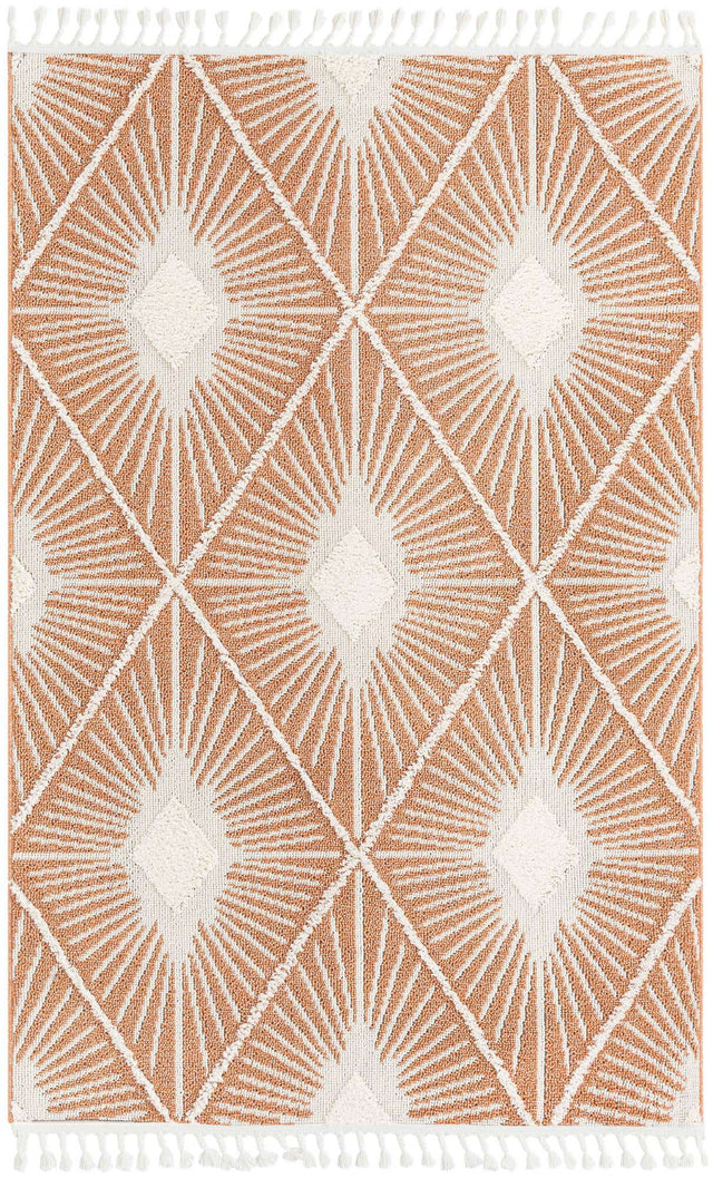 Rust Red 5' 3 x 8' Boho Rectangle Area Rug 100% Polyester With Cotton Backing Geometric Modern Boho Bohemian Decor Carpet for Living Rooms Office Dining Kitchen Unique Interior Design for Sale at Rug Engine