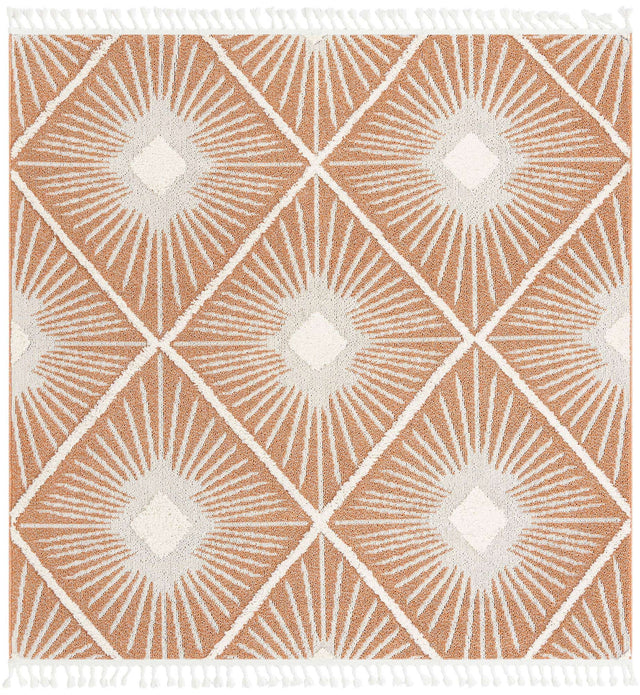 Rust Red 7' 10 x 7' 10 Boho Square Area Rug 100% Polyester With Cotton Backing Geometric Modern Boho Bohemian Decor Carpet for Living Rooms Office Dining Kitchen Unique Interior Design for Sale at Rug Engine