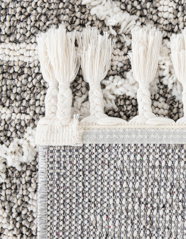 Gray Ivory 9' 6 x 14' 3 Boho Rectangle Area Rug 100% Polyester With Cotton Backing Geometric Modern Boho Bohemian Decor Carpet for Living Rooms Office Dining Kitchen Unique Interior Design for Sale at Rug Engine