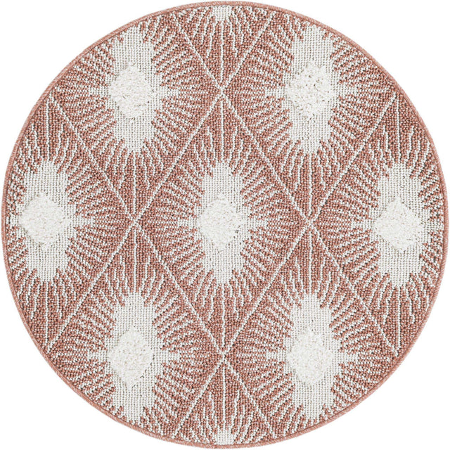Pink 3' 3 x 3' 3 Boho Round Area Rug 100% Polyester With Cotton Backing Geometric Modern Boho Bohemian Decor Carpet for Living Rooms Office Dining Kitchen Unique Interior Design for Sale at Rug Engine