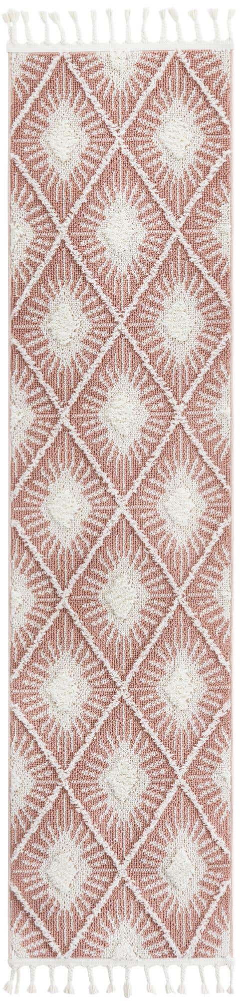 Pink 2' x 8' Boho Runner Area Rug 100% Polyester With Cotton Backing Geometric Modern Boho Bohemian Decor Carpet for Living Rooms Office Dining Kitchen Unique Interior Design for Sale at Rug Engine