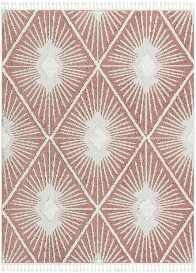 Pink 7' 10 x 10' Boho Rectangle Area Rug 100% Polyester With Cotton Backing Geometric Modern Boho Bohemian Decor Carpet for Living Rooms Office Dining Kitchen Unique Interior Design for Sale at Rug Engine