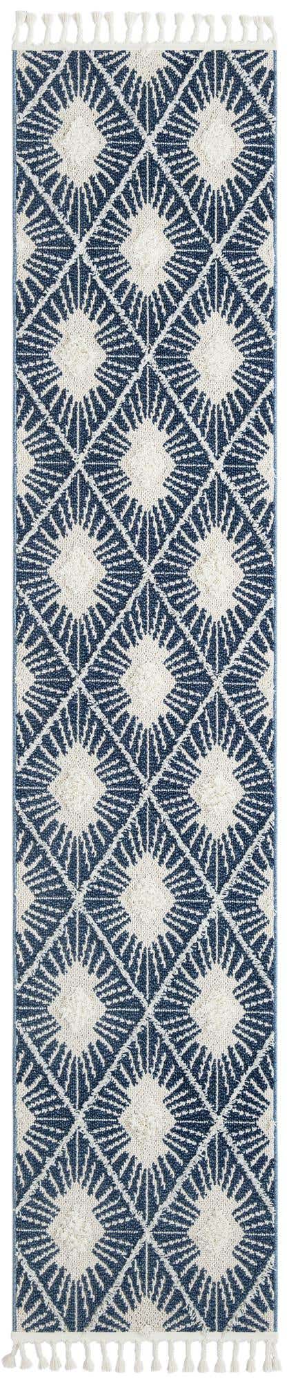 Blue 2' 7 x 12' Boho Runner Area Rug 100% Polyester With Cotton Backing Geometric Modern Boho Bohemian Decor Carpet for Living Rooms Office Dining Kitchen Unique Interior Design for Sale at Rug Engine