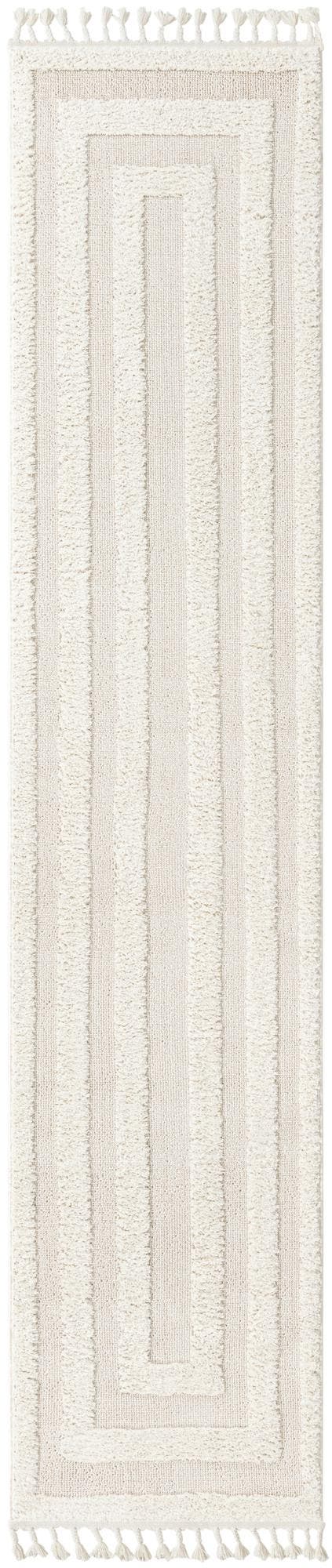 Ivory 2' 7 x 12' Boho Runner Area Rug 100% Polyester With Cotton Backing Geometric Modern Boho Bohemian Decor Carpet for Living Rooms Office Dining Kitchen Unique Interior Design for Sale at Rug Engine