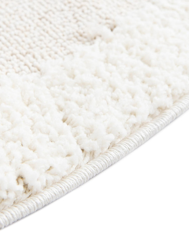 Ivory 4' 1 x 4' 1 Boho Round Area Rug 100% Polyester With Cotton Backing Geometric Modern Boho Bohemian Decor Carpet for Living Rooms Office Dining Kitchen Unique Interior Design for Sale at Rug Engine