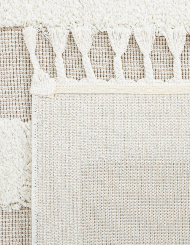 Ivory 7' 10 x 11' Boho Rectangle Area Rug 100% Polyester With Cotton Backing Geometric Modern Boho Bohemian Decor Carpet for Living Rooms Office Dining Kitchen Unique Interior Design for Sale at Rug Engine