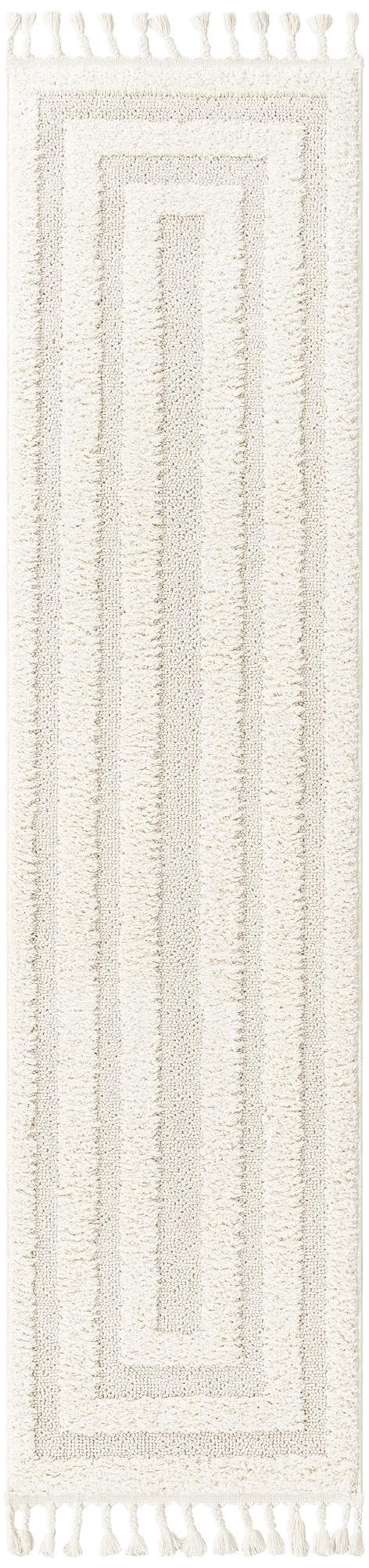 Ivory 2' x 6' 1 Boho Runner Area Rug 100% Polyester With Cotton Backing Geometric Modern Boho Bohemian Decor Carpet for Living Rooms Office Dining Kitchen Unique Interior Design for Sale at Rug Engine