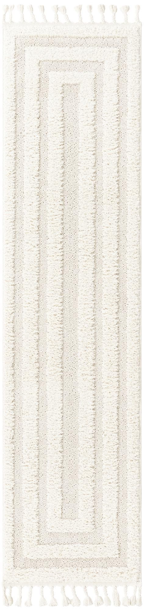 Ivory 2' x 8' Boho Runner Area Rug 100% Polyester With Cotton Backing Geometric Modern Boho Bohemian Decor Carpet for Living Rooms Office Dining Kitchen Unique Interior Design for Sale at Rug Engine