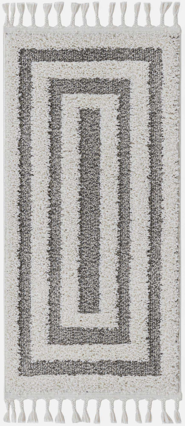 Gray 2' x 4' 1 Boho Runner Area Rug 100% Polyester With Cotton Backing Geometric Modern Boho Bohemian Decor Carpet for Living Rooms Office Dining Kitchen Unique Interior Design for Sale at Rug Engine