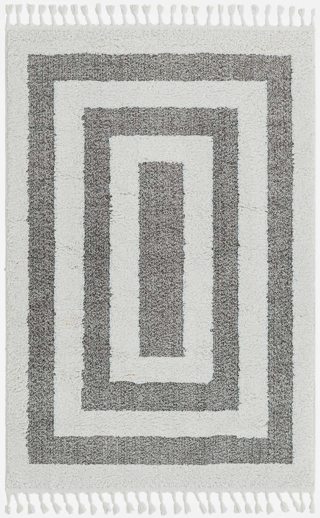 Gray 4' 1 x 6' 1 Boho Rectangle Area Rug 100% Polyester With Cotton Backing Geometric Modern Boho Bohemian Decor Carpet for Living Rooms Office Dining Kitchen Unique Interior Design for Sale at Rug Engine