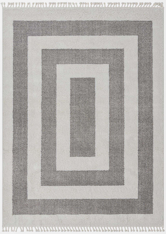 Gray 9' x 12' Boho Rectangle Area Rug 100% Polyester With Cotton Backing Geometric Modern Boho Bohemian Decor Carpet for Living Rooms Office Dining Kitchen Unique Interior Design for Sale at Rug Engine
