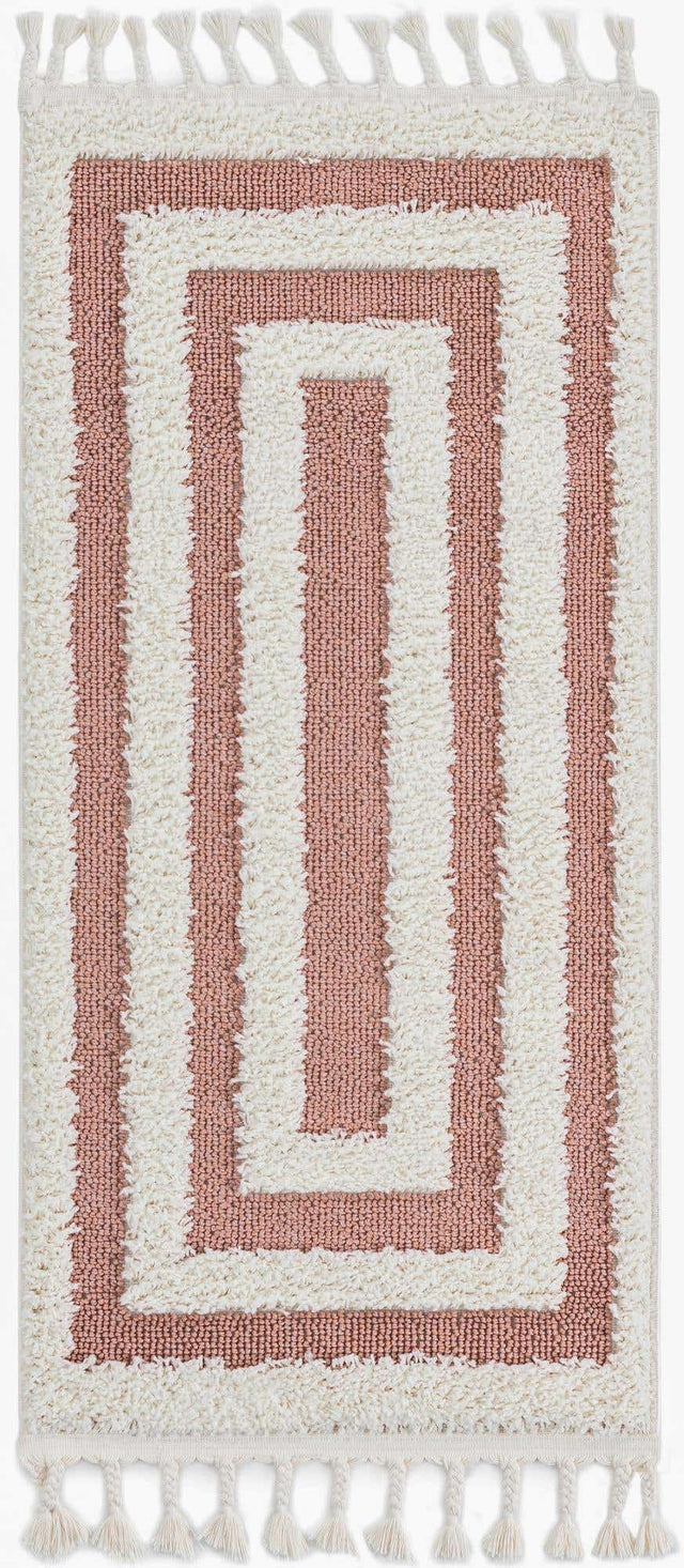 Pink 2' x 4' 1 Boho Runner Area Rug 100% Polyester With Cotton Backing Geometric Modern Boho Bohemian Decor Carpet for Living Rooms Office Dining Kitchen Unique Interior Design for Sale at Rug Engine