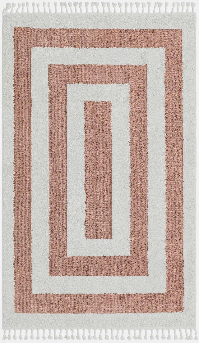 Pink 5' 3 x 8' Boho Rectangle Area Rug 100% Polyester With Cotton Backing Geometric Modern Boho Bohemian Decor Carpet for Living Rooms Office Dining Kitchen Unique Interior Design for Sale at Rug Engine