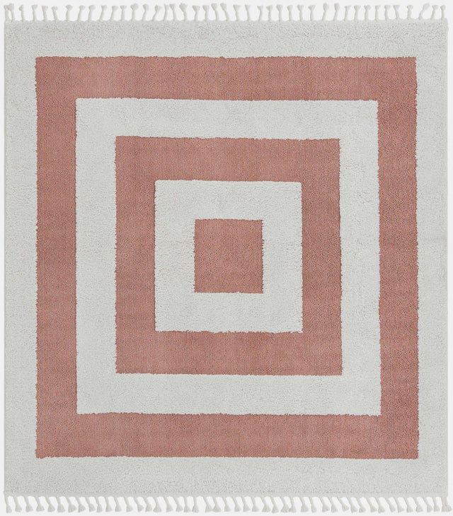 Pink 7' 10 x 7' 10 Boho Square Area Rug 100% Polyester With Cotton Backing Geometric Modern Boho Bohemian Decor Carpet for Living Rooms Office Dining Kitchen Unique Interior Design for Sale at Rug Engine