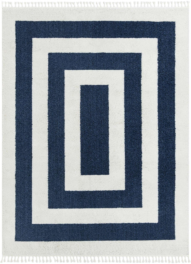 Blue 9' 6 x 14' 3 Boho Rectangle Area Rug 100% Polyester With Cotton Backing Geometric Modern Boho Bohemian Decor Carpet for Living Rooms Office Dining Kitchen Unique Interior Design for Sale at Rug Engine