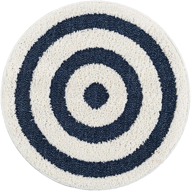 Blue 3' 3 x 3' 3 Boho Round Area Rug 100% Polyester With Cotton Backing Geometric Modern Boho Bohemian Decor Carpet for Living Rooms Office Dining Kitchen Unique Interior Design for Sale at Rug Engine