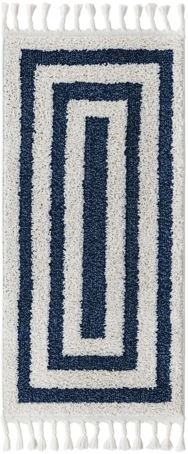 Blue 2' x 4' 1 Boho Runner Area Rug 100% Polyester With Cotton Backing Geometric Modern Boho Bohemian Decor Carpet for Living Rooms Office Dining Kitchen Unique Interior Design for Sale at Rug Engine