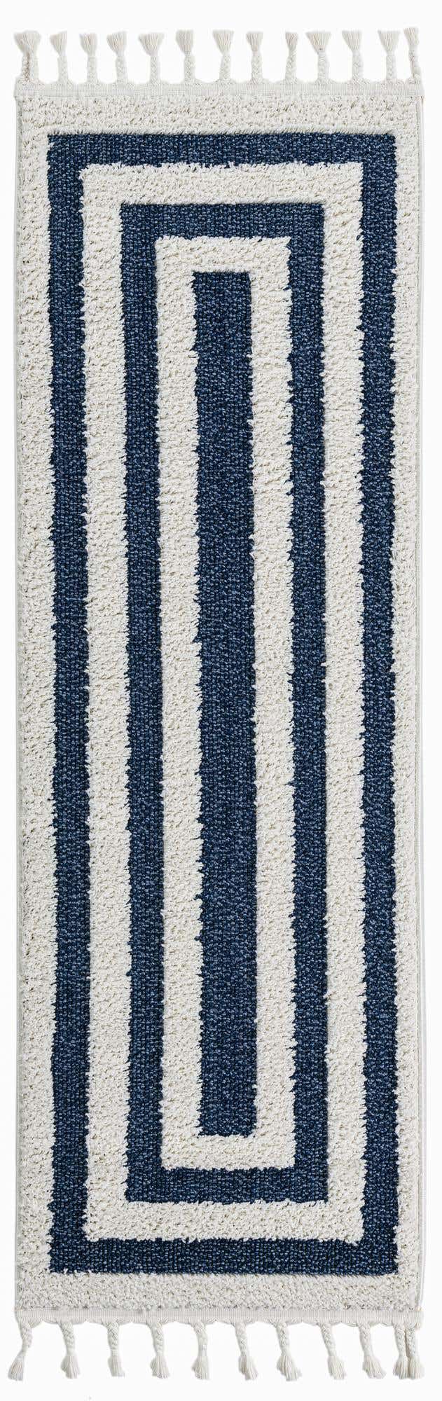 Blue 2' x 6' 1 Boho Runner Area Rug 100% Polyester With Cotton Backing Geometric Modern Boho Bohemian Decor Carpet for Living Rooms Office Dining Kitchen Unique Interior Design for Sale at Rug Engine