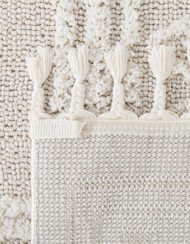 Ivory 9' 6 x 14' 3 Boho Rectangle Area Rug 100% Polyester With Cotton Backing Geometric Modern Boho Bohemian Decor Carpet for Living Rooms Office Dining Kitchen Unique Interior Design for Sale at Rug Engine