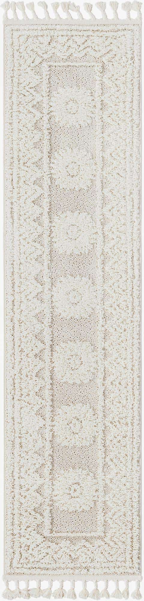 Ivory 2' x 6' 1 Boho Runner Area Rug 100% Polyester With Cotton Backing Geometric Modern Boho Bohemian Decor Carpet for Living Rooms Office Dining Kitchen Unique Interior Design for Sale at Rug Engine