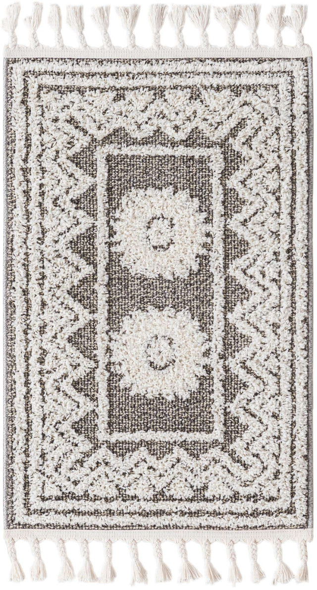 Gray 2' x 3' 1 Boho Rectangle Area Rug 100% Polyester With Cotton Backing Geometric Modern Boho Bohemian Decor Carpet for Living Rooms Office Dining Kitchen Unique Interior Design for Sale at Rug Engine