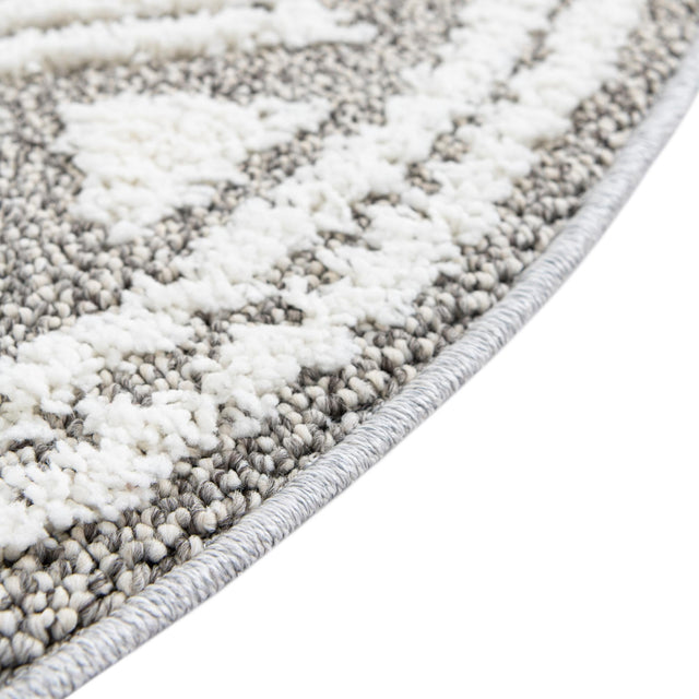 Gray 7' 10 x 7' 10 Boho Round Area Rug 100% Polyester With Cotton Backing Geometric Modern Boho Bohemian Decor Carpet for Living Rooms Office Dining Kitchen Unique Interior Design for Sale at Rug Engine