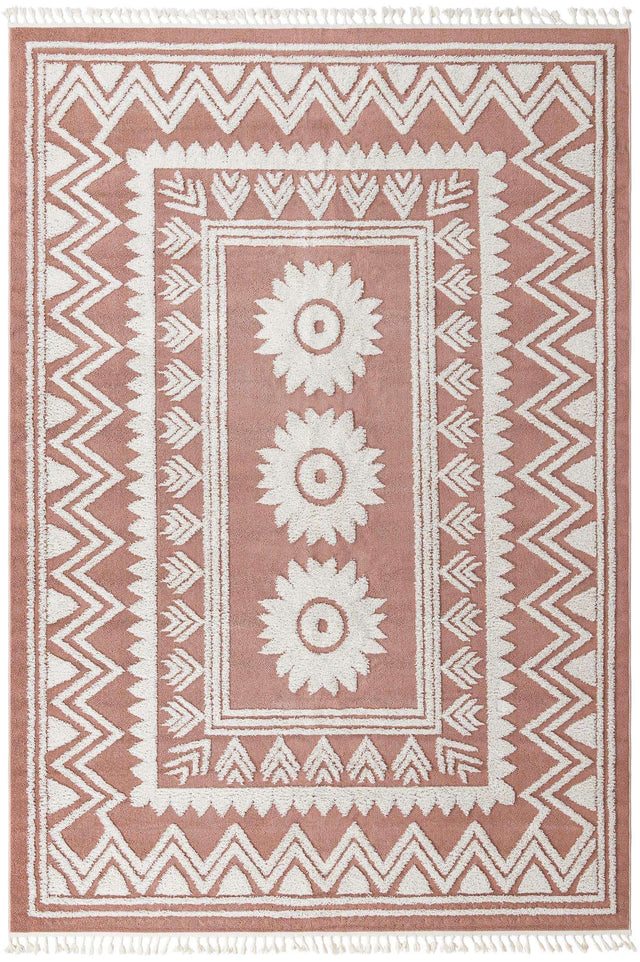 Pink 9' 6 x 14' 3 Boho Rectangle Area Rug 100% Polyester With Cotton Backing Geometric Modern Boho Bohemian Decor Carpet for Living Rooms Office Dining Kitchen Unique Interior Design for Sale at Rug Engine
