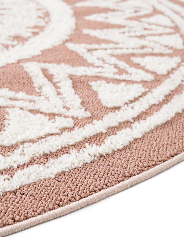 Pink 7' 10 x 7' 10 Boho Round Area Rug 100% Polyester With Cotton Backing Geometric Modern Boho Bohemian Decor Carpet for Living Rooms Office Dining Kitchen Unique Interior Design for Sale at Rug Engine