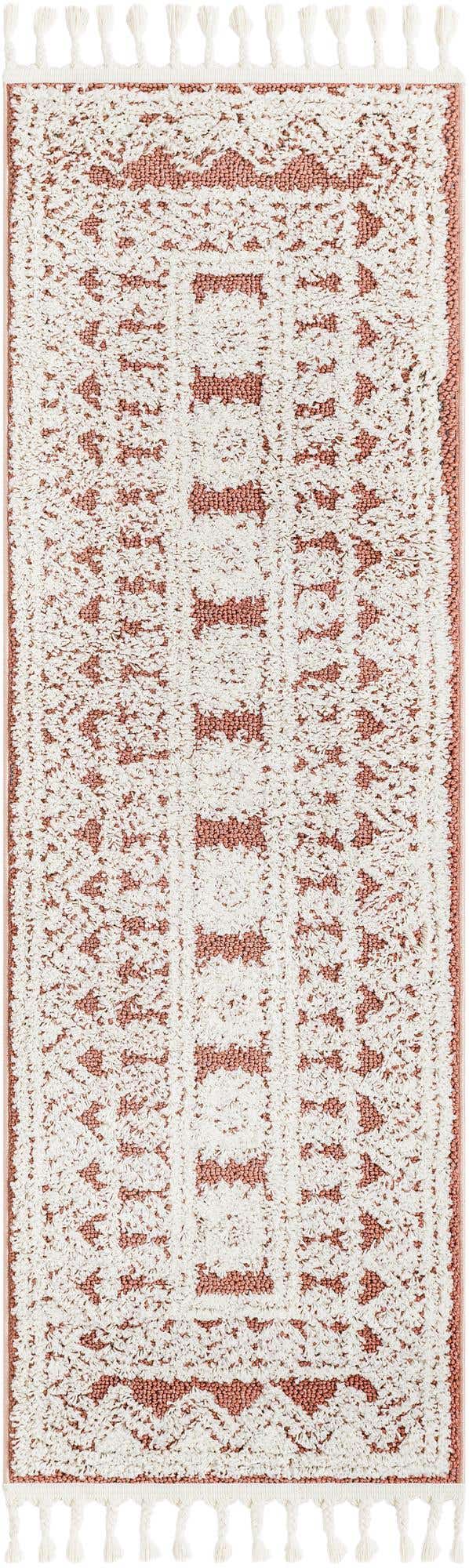 Pink 2' x 6' 1 Boho Runner Area Rug 100% Polyester With Cotton Backing Geometric Modern Boho Bohemian Decor Carpet for Living Rooms Office Dining Kitchen Unique Interior Design for Sale at Rug Engine