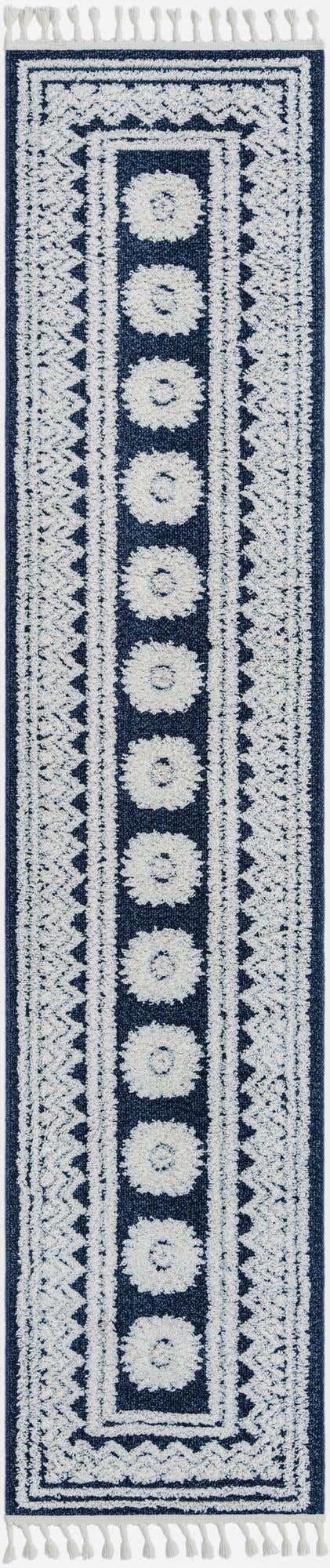 Blue 2' 7 x 12' Boho Runner Area Rug 100% Polyester With Cotton Backing Geometric Modern Boho Bohemian Decor Carpet for Living Rooms Office Dining Kitchen Unique Interior Design for Sale at Rug Engine