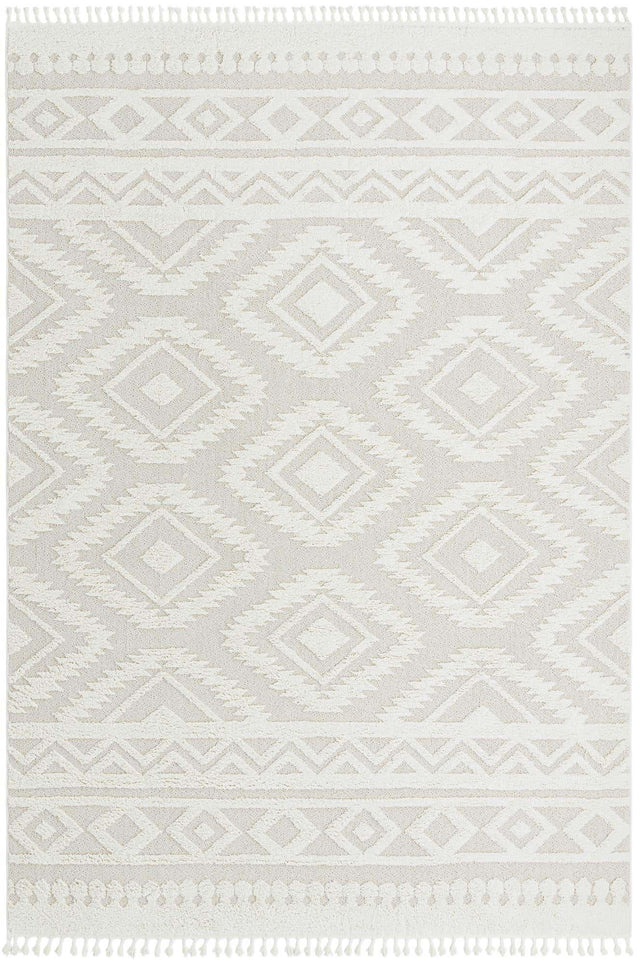 Ivory 9' 6 x 14' 3 Boho Rectangle Area Rug 100% Polyester With Cotton Backing Geometric Modern Boho Bohemian Decor Carpet for Living Rooms Office Dining Kitchen Unique Interior Design for Sale at Rug Engine