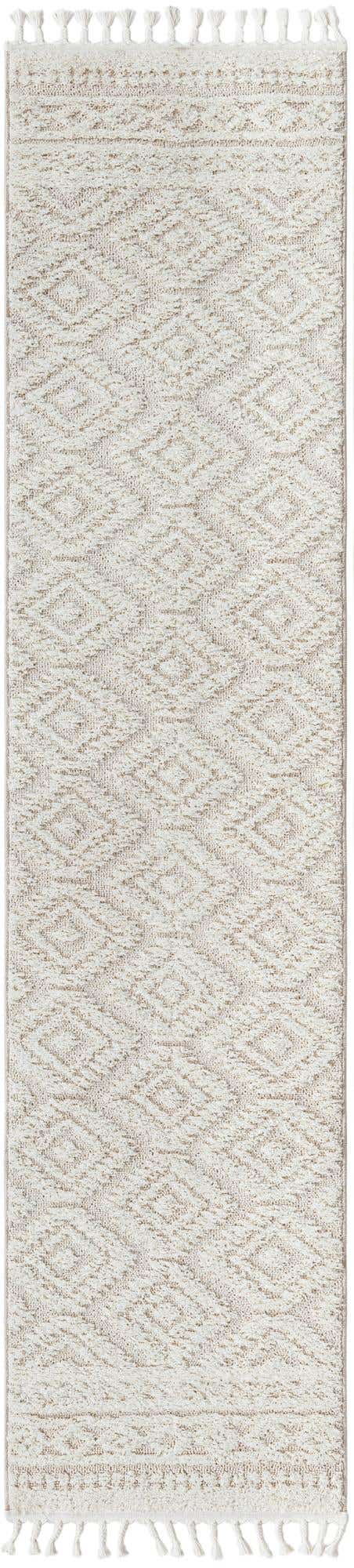 Ivory 2' 7 x 12' Boho Runner Area Rug 100% Polyester With Cotton Backing Geometric Modern Boho Bohemian Decor Carpet for Living Rooms Office Dining Kitchen Unique Interior Design for Sale at Rug Engine